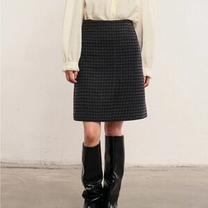 Classic Black Houndstooth Skirt